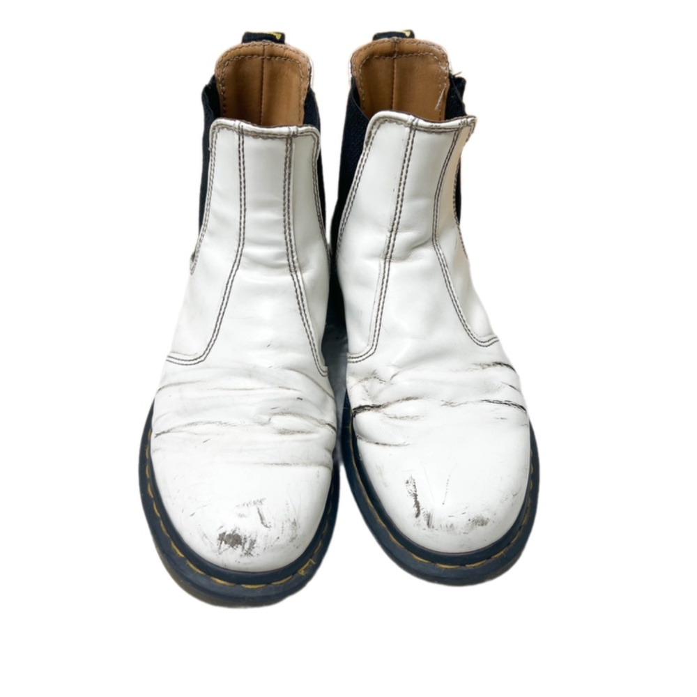 Dr. Martens | Doc Martens White Leather Yellow Stitching Chelsea Boots 7